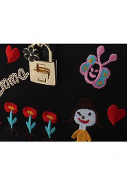 Women's Handmade Cartoon Embroidery Evening Bag