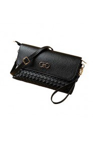 New Women PU Crossbody Bag Weave Snap Button Zipper Casual Vintage Shoulder Clutch Bags