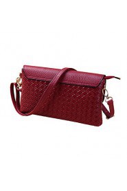 New Women PU Crossbody Bag Weave Snap Button Zipper Casual Vintage Shoulder Clutch Bags