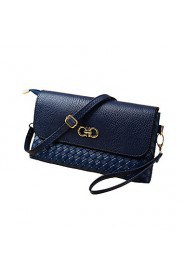 New Women PU Crossbody Bag Weave Snap Button Zipper Casual Vintage Shoulder Clutch Bags