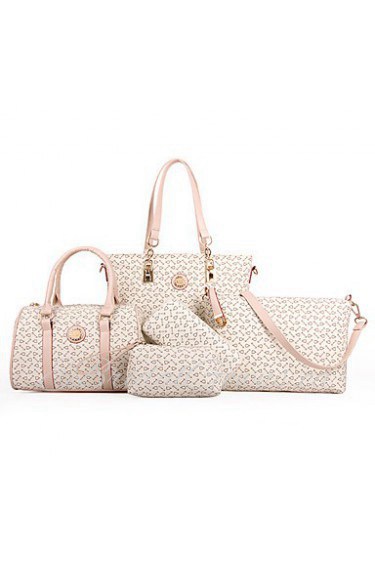 Women PU Barrel Shoulder Bag / Tote White / Pink / Blue / Brown