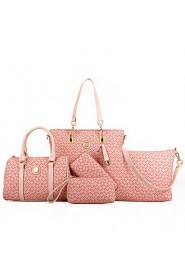 Women PU Barrel Shoulder Bag / Tote White / Pink / Blue / Brown