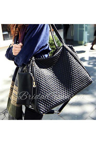 Women PU Barrel Shoulder Bag / Tote / Satchel Black