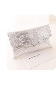 Women PU Fold over Clutch Clutch Silver / Black