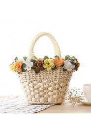 Women Casual Straw Tote White / Pink / Yellow / Orange / Fuchsia