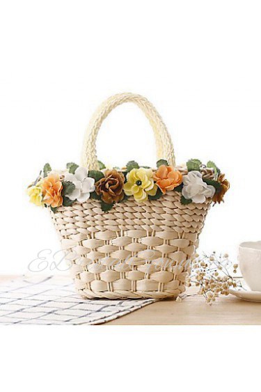 Women Casual Straw Tote White / Pink / Yellow / Orange / Fuchsia