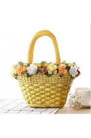 Women Casual Straw Tote White / Pink / Yellow / Orange / Fuchsia