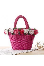 Women Casual Straw Tote White / Pink / Yellow / Orange / Fuchsia