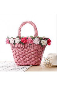 Women Casual Straw Tote White / Pink / Yellow / Orange / Fuchsia