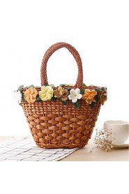 Women Casual Straw Tote White / Pink / Yellow / Orange / Fuchsia