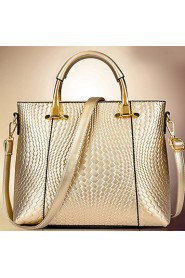 Women PU Barrel Shoulder Bag / Tote Beige / Gold / Black