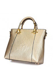 Women PU Barrel Shoulder Bag / Tote Beige / Gold / Black