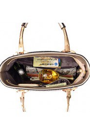 Women PU Barrel Shoulder Bag / Tote Beige / Gold / Black