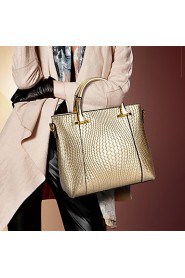 Women PU Barrel Shoulder Bag / Tote Beige / Gold / Black