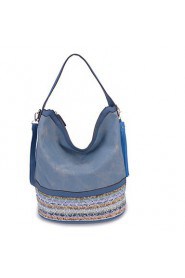 Women PU Shopper Tote Blue