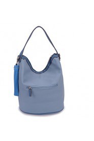 Women PU Shopper Tote Blue