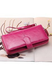 Fashion Women's Long Wallet Genuine Leather Clutch Wallets Purse (Linning color on random)