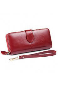 Fashion Women's Long Wallet Genuine Leather Clutch Wallets Purse (Linning color on random)