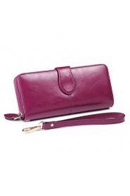 Fashion Women's Long Wallet Genuine Leather Clutch Wallets Purse (Linning color on random)