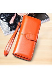 Fashion Women's Long Wallet Genuine Leather Clutch Wallets Purse (Linning color on random)