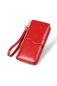 Fashion Women's Long Wallet Genuine Leather Clutch Wallets Purse (Linning color on random)