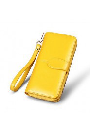 Fashion Women's Long Wallet Genuine Leather Clutch Wallets Purse (Linning color on random)