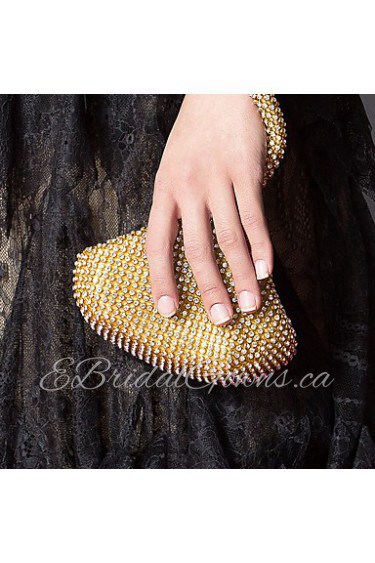 Gorgeous Satin with Rhinestone Peach Shape Evening Handbag/Clutches(More Colors)