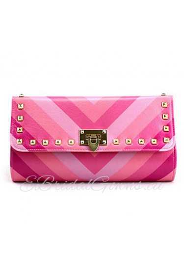 Women PU Baguette Clutch Pink / Purple / Multi color