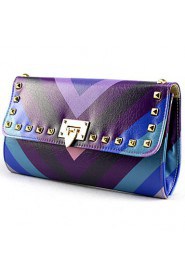 Women PU Baguette Clutch Pink / Purple / Multi color