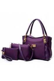 Women Nylon Barrel Shoulder Bag / Tote Purple / Blue / Black