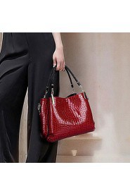 Women PU / Patent Leather Barrel Shoulder Bag / Tote Blue / Red / Black