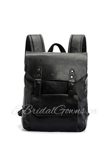 Men PU Bucket Backpack Brown / Black