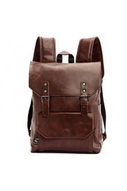 Men PU Bucket Backpack Brown / Black