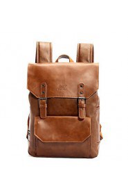 Men PU Bucket Backpack Brown / Black