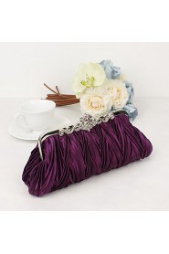 Women Metal / Satin Minaudiere Clutch / Evening Bag White / Purple / Silver / Black