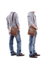 Men's Soft PU Leather Flap Top Casual Business Crossbody Bag