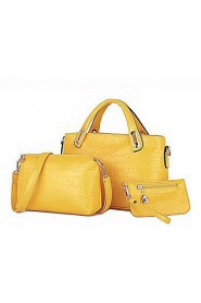 Women PU Barrel Shoulder Bag / Tote Beige / Blue / Yellow / Black