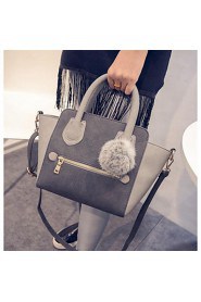 Women PU Baguette Tote Gray / Black / Khaki