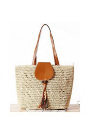 Women Straw Shopper Tote Beige / Blue / Green / Brown