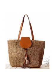 Women Straw Shopper Tote Beige / Blue / Green / Brown