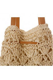 Women Casual Straw Tote Beige