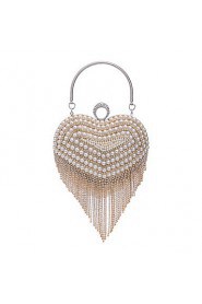 Women Tassel Heart shape Pearl Diamonds Evening Bag