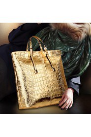 Women PU / Patent Leather Barrel Shoulder Bag / Tote Gold / Silver / Black