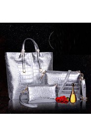 Women PU / Patent Leather Barrel Shoulder Bag / Tote Gold / Silver / Black