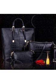 Women PU / Patent Leather Barrel Shoulder Bag / Tote Gold / Silver / Black