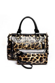 Women PU Duffel Shoulder Bag / Tote Animal Print