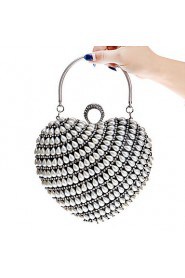 Women Heart shaped Pearl Diamonds Evening Bag