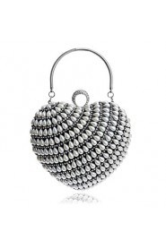 Women Heart shaped Pearl Diamonds Evening Bag