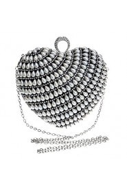 Women Heart shaped Pearl Diamonds Evening Bag