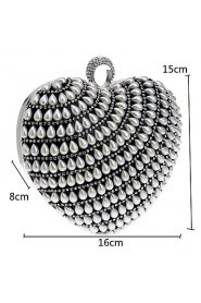 Women Heart shaped Pearl Diamonds Evening Bag